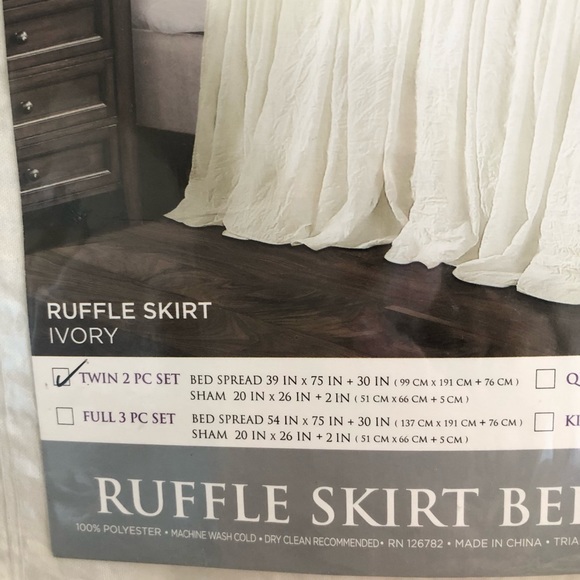 New Lush Decor Ruffle Skirt Bedspread Comforter Set - Ivory - Twin - Picture 7 of 8